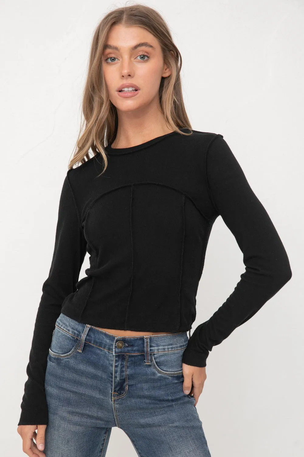 Soft Rib LS Crew Neck Top
