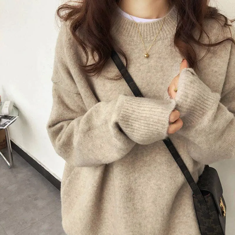 Solid Color Loose Cozy Pullover Sweater