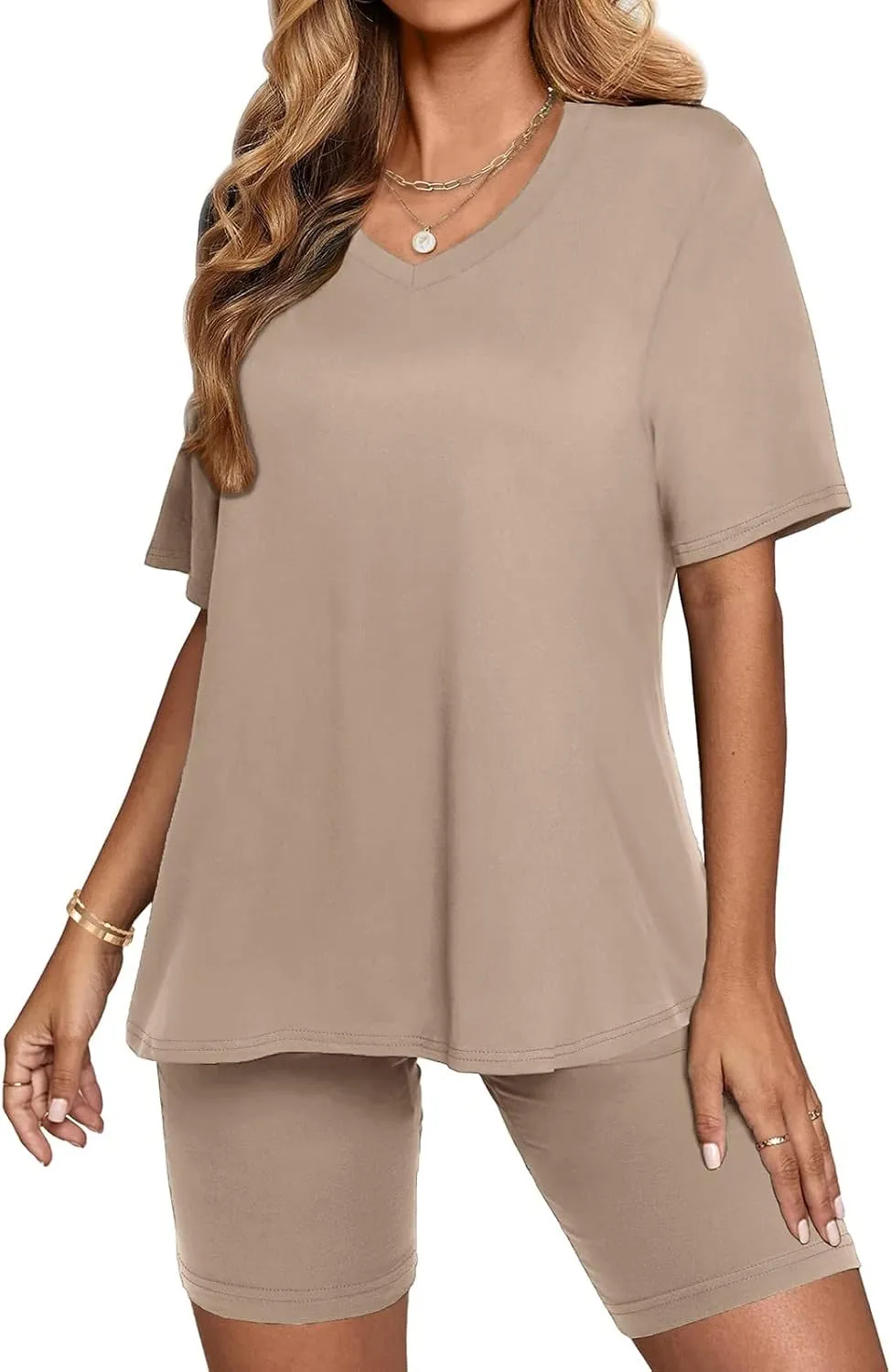 Sport Sets Women 2 Piece Outfits Women Summer Casual Oversized T-Shirt Tops Biker Shorts Workout Sports Tracksuit
