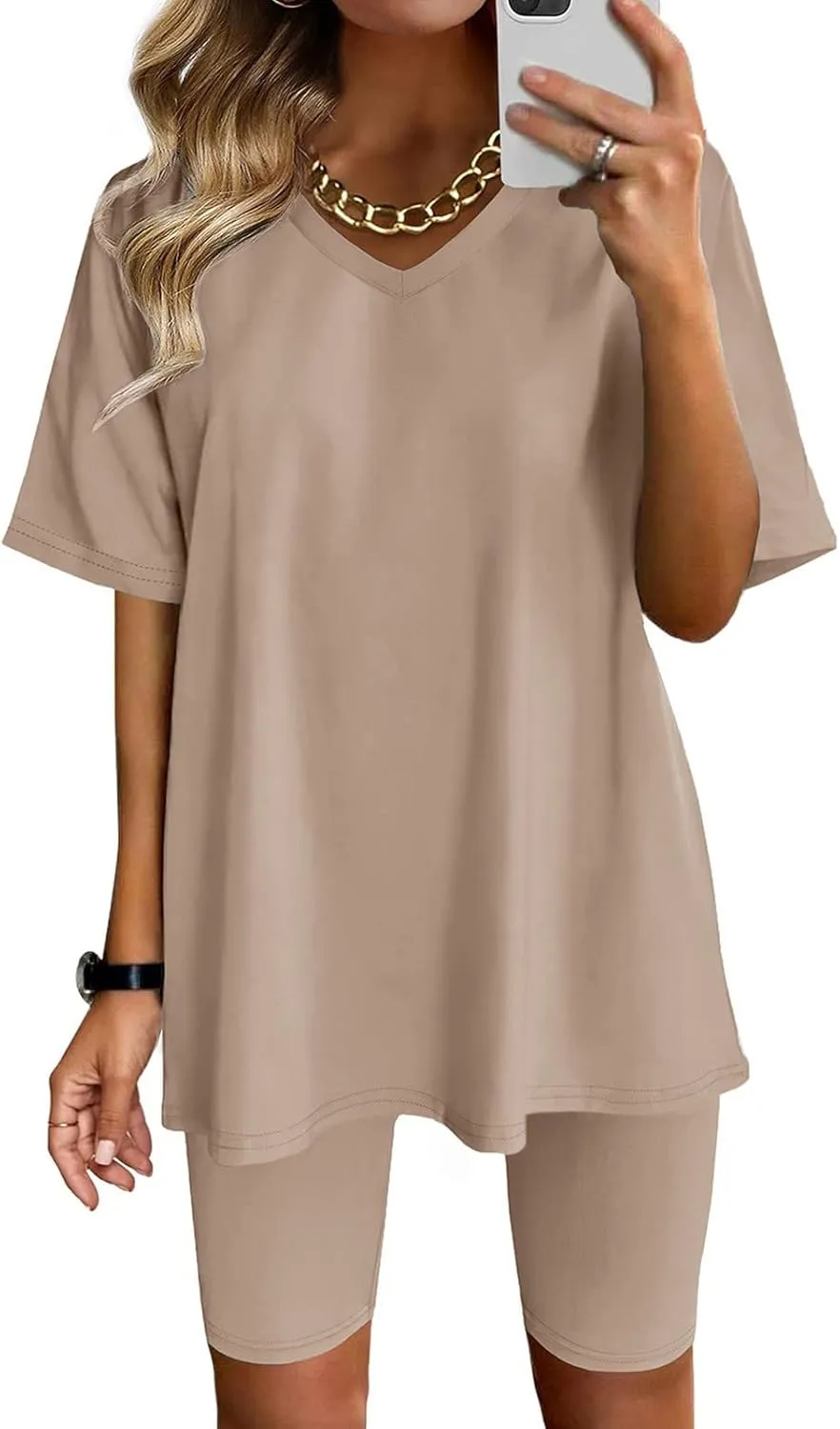 Sport Sets Women 2 Piece Outfits Women Summer Casual Oversized T-Shirt Tops Biker Shorts Workout Sports Tracksuit