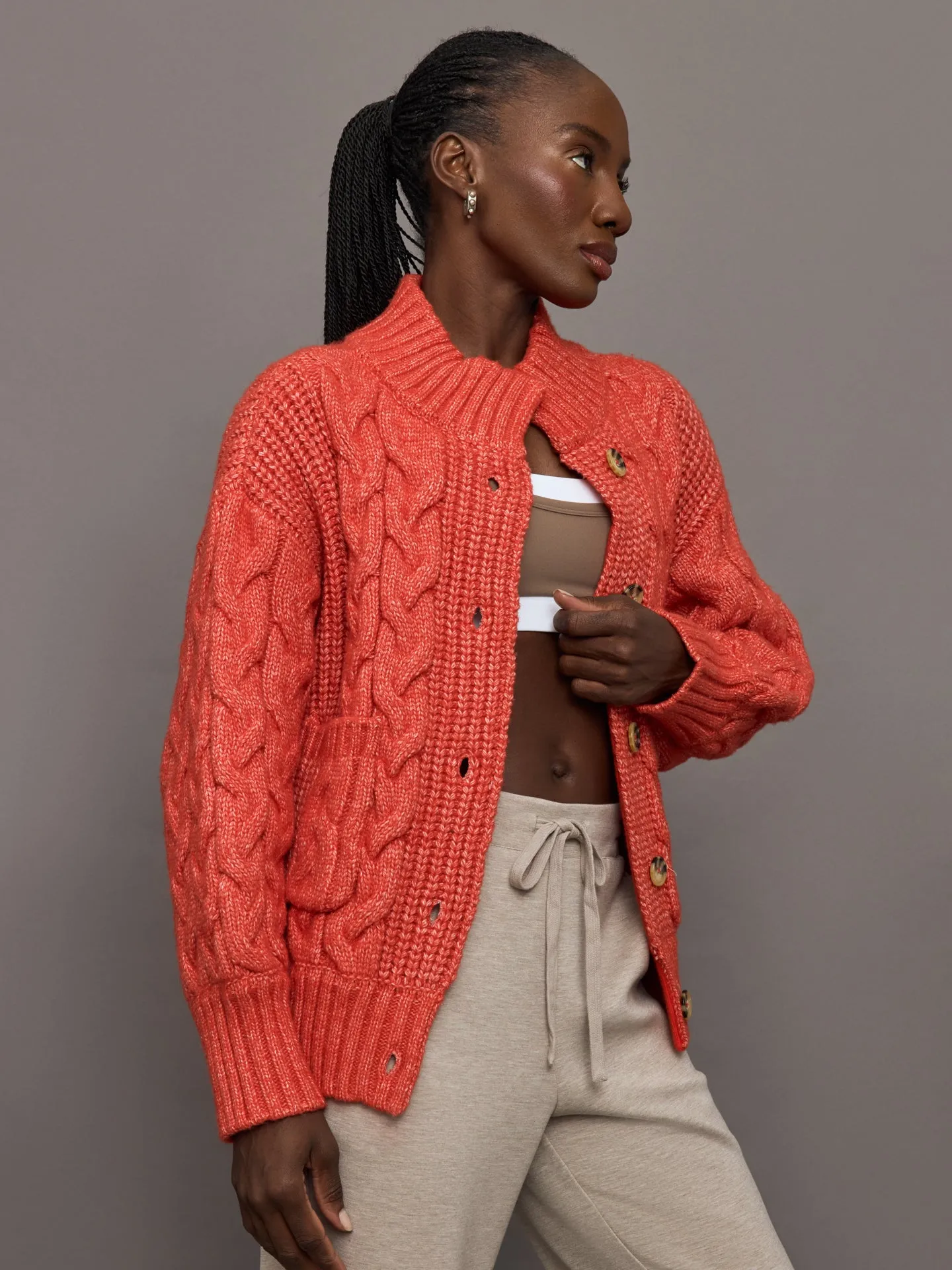 Troy Cable Sweater - Mars Orange