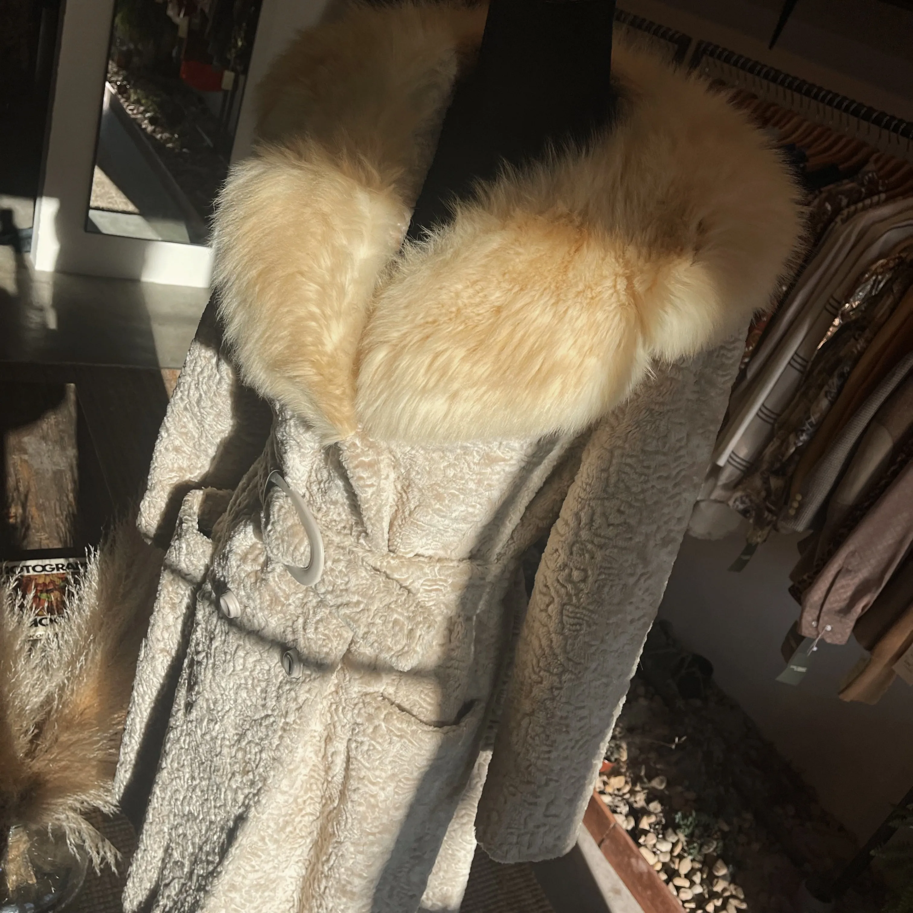 Vintage 70s Belted Sportowne La France Fur Jacket