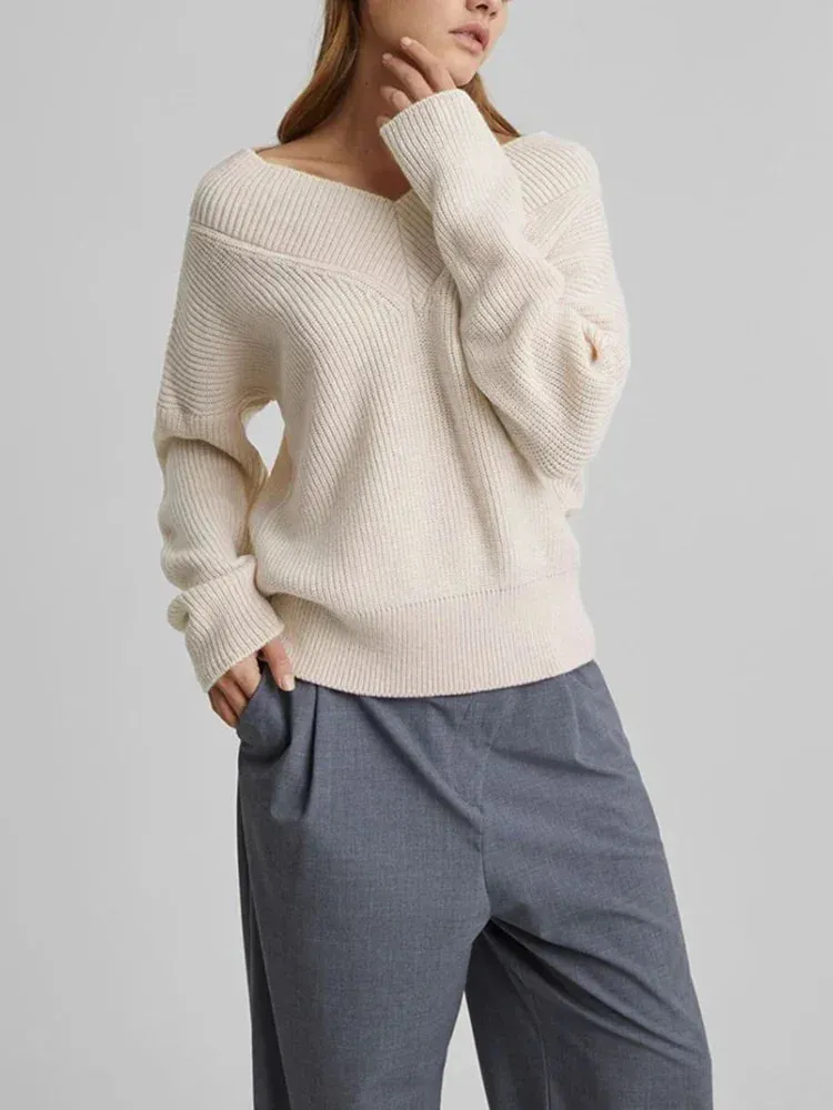 Wenkouban-Christmas Thanksgiving outfits_Oversized Loose Long Sleeve Solid Green Fashion Knitted Christmas Sweater