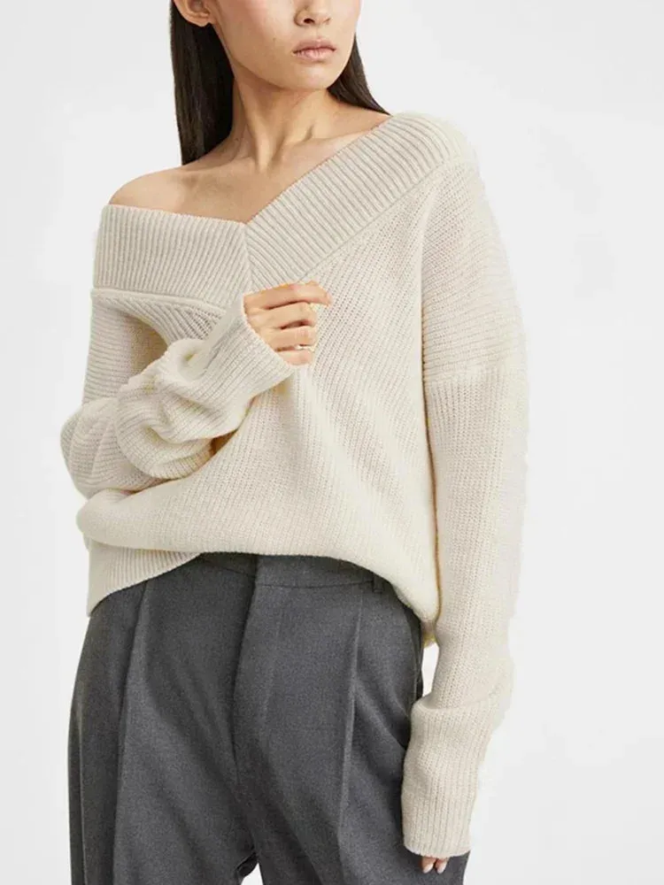 Wenkouban-Christmas Thanksgiving outfits_Oversized Loose Long Sleeve Solid Green Fashion Knitted Christmas Sweater
