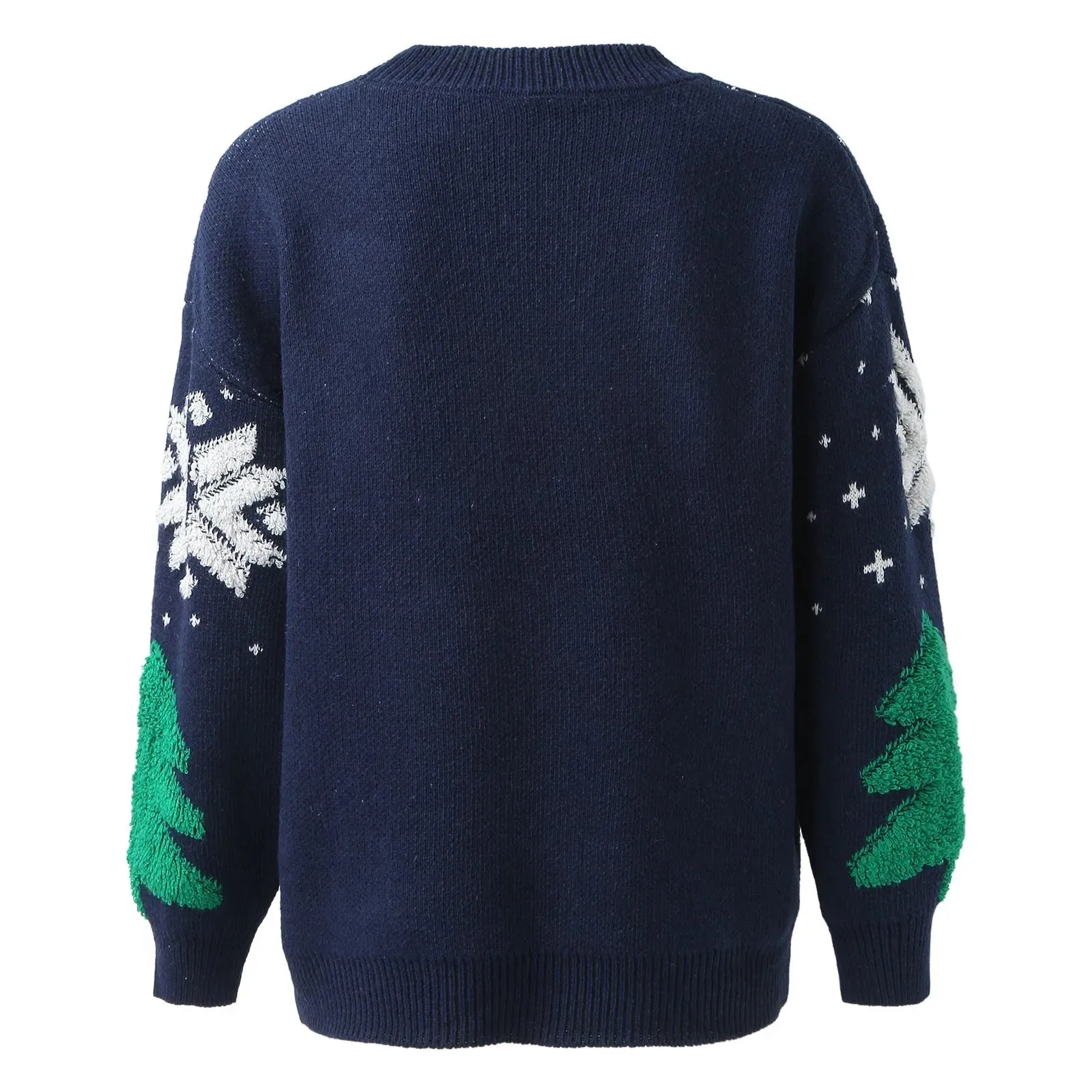 Wenkouban-Christmas Thanksgiving outfits_Spliced Vintage Korean Loose Round Neck Long Sleeve Christmas Christmas Sweater