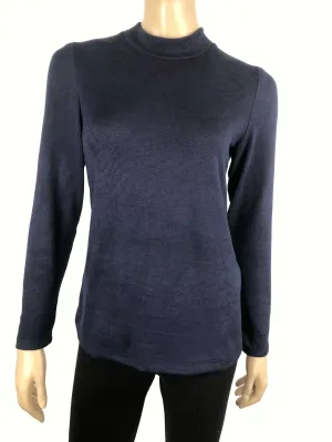 Women's Sweater Navy Mock neck - Made In Canada
