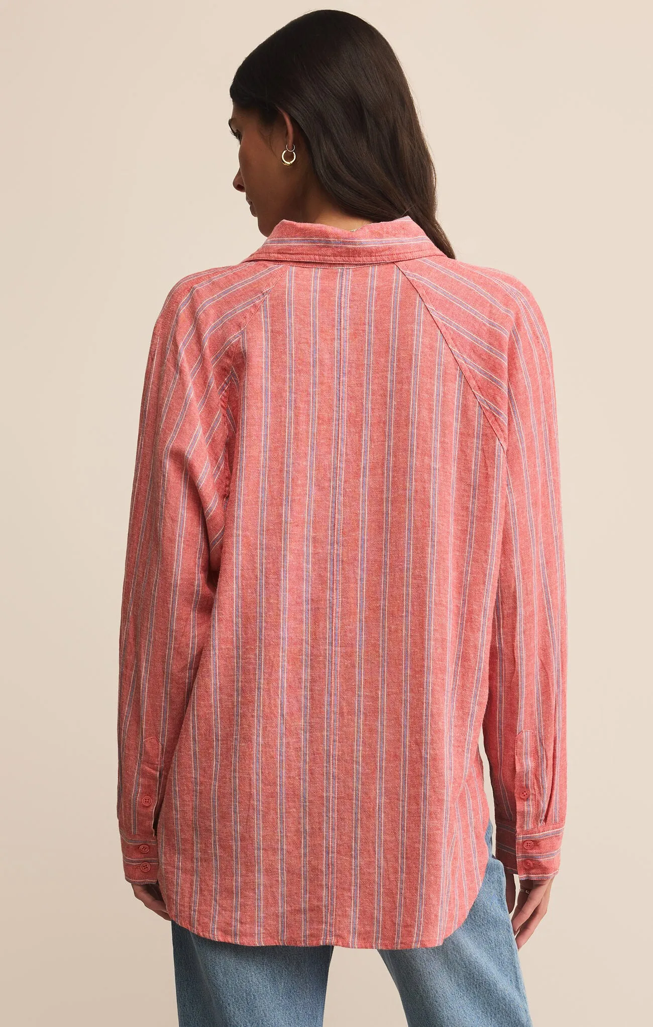Z Supply Perfect Linen Stripe Top in Persimmon